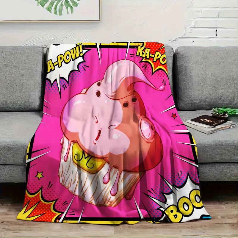 1Pc MajinBuu Print Flannel Blanket, High quality Comfortable for All Seasons, Warmth and Comfort, Perfect for Christmas Gifts