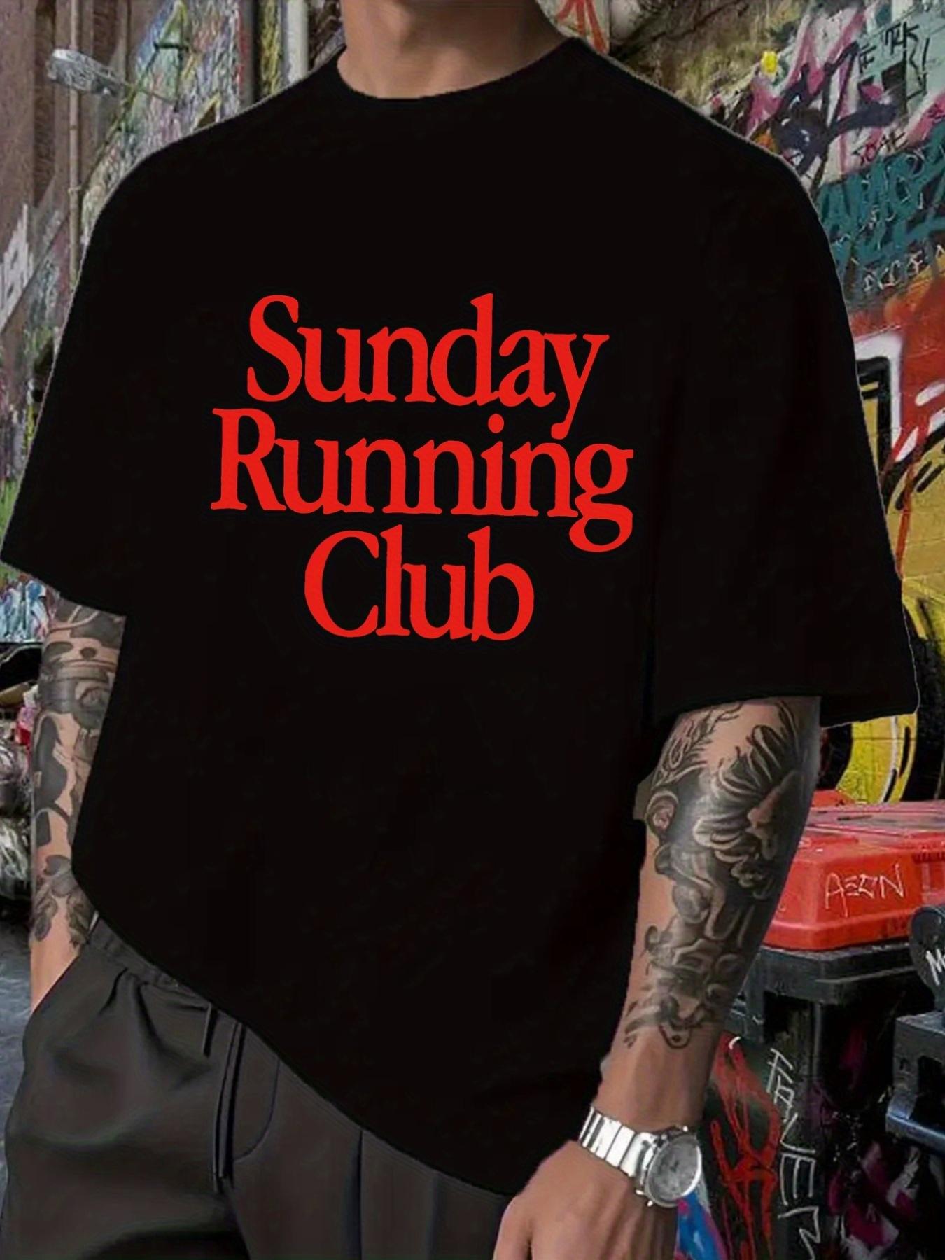 

Sunday Running Club Running T-shirt - Bold Sunday Running Club Graphic Tee in Black with Red Lettering - Breathable Athletic Shirt for Gym XXXL