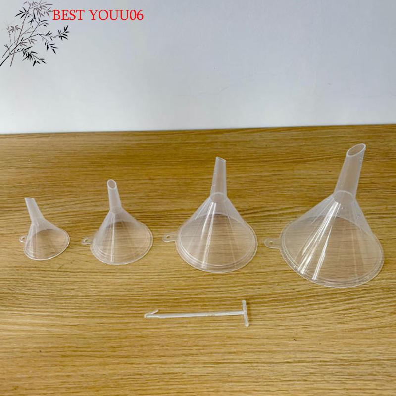(YOUU06)Set di 4 Imbuti Trasparenti in Plastica Riutilizzabili, Imbuti in PP da Laboratorio, Imbuto da Cucina, Bottiglie da Laboratorio, Oli Essenziali