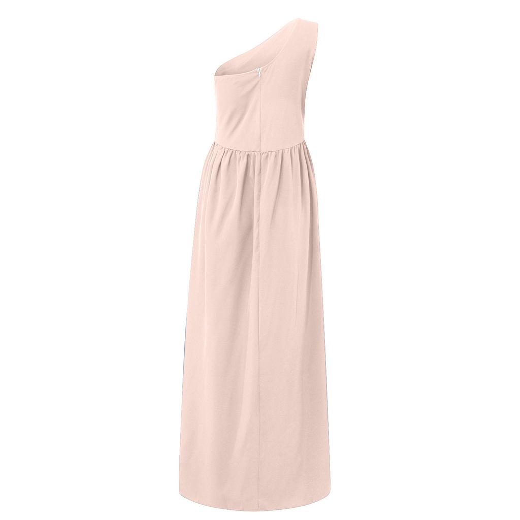 Women's Fashion Sexy One Shoulder Hollow Out Hanging Neck High Waist Open Extra Long Dress