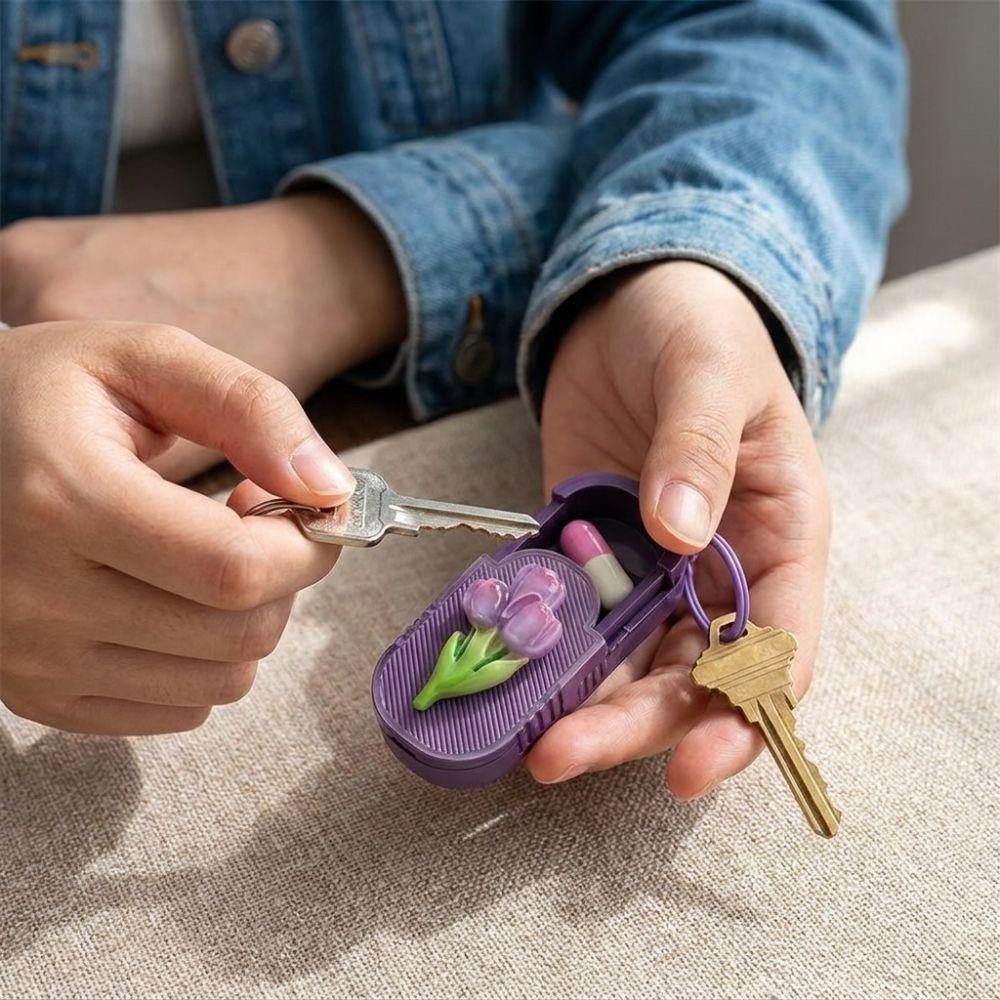 Waterproof Portable Pill Case Compact Pill Storage Container Keychain Pill Organizer Daily Use