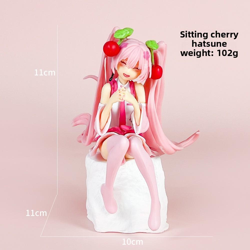 Sitting Posture Hatsune Miku Pvc Action Figure With Assembly Capability And Sakura Theme For Room Decoration And Gifts