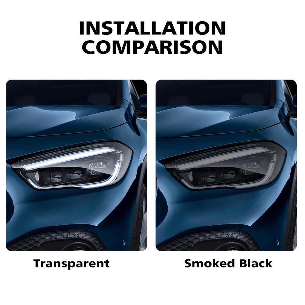 For Mercedes Benz GLA GLB Smoke Black Car Headlight Protective Film TPU PPF Pre Cut Anti-Scratch Vinyl Wrap Kit High-Gloss Film