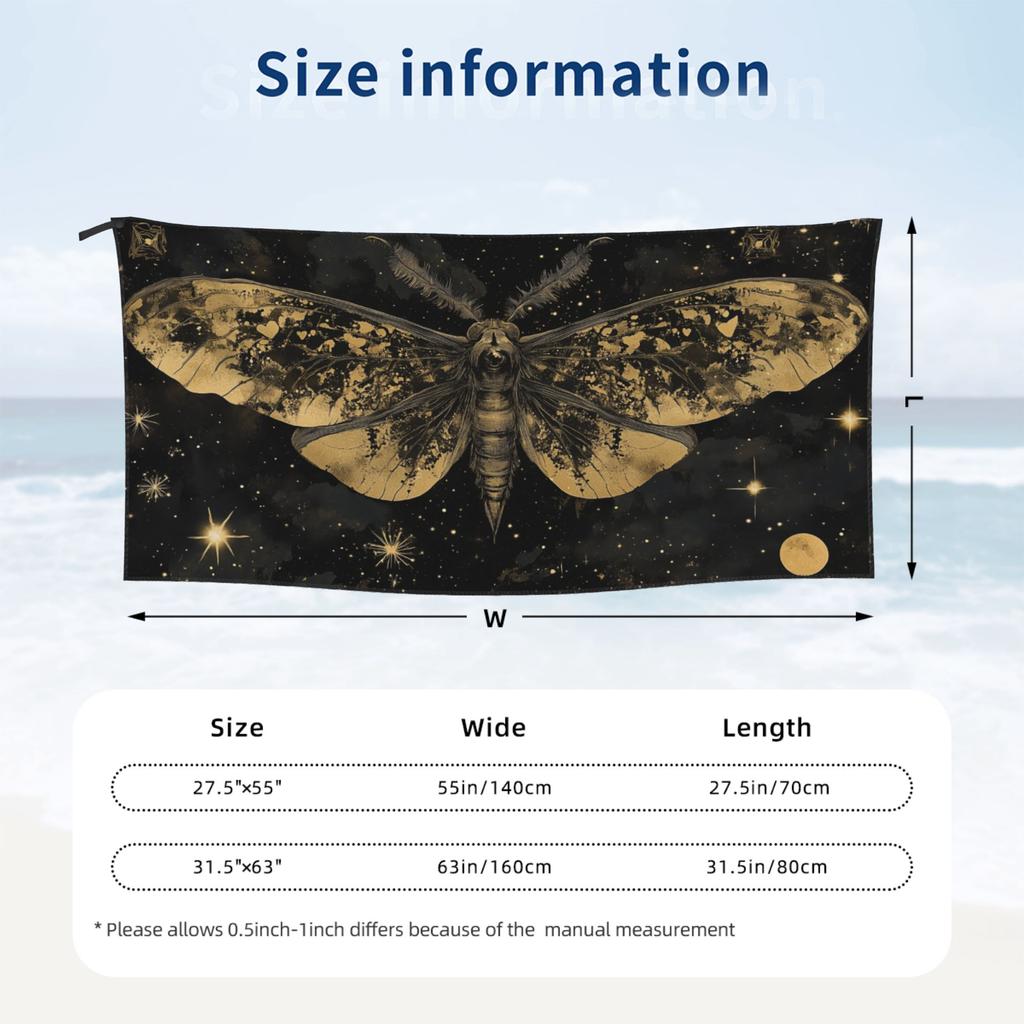 Moth Wings Beach Towel Soft Microfiber Quick Dry Absorbent Quick Towels For Bath
