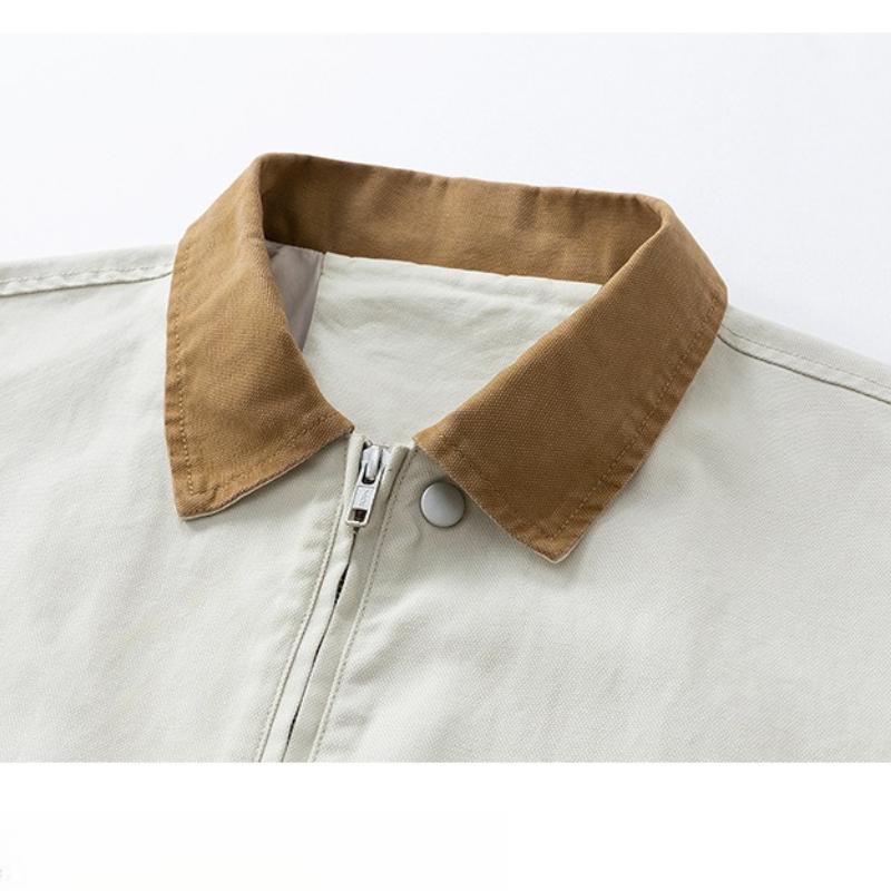 Versatile Coat Minimalist High-end Cotton Jacket Men's 2026 Jacket Washed Workwear Lapel Men's Spring and Autumn Clothes Breathable Work Casual Jacket