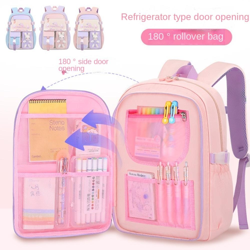 Side-Open Rabbit Children Backpack Oxford Student School Bag Simple Shoulders Bag  Primary School