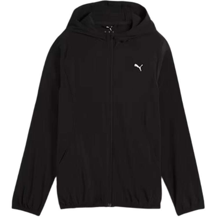 Puma Solid Color Hooded Zip-Up Long Sleeve Jacket Women Jackets Black 527265-01 L