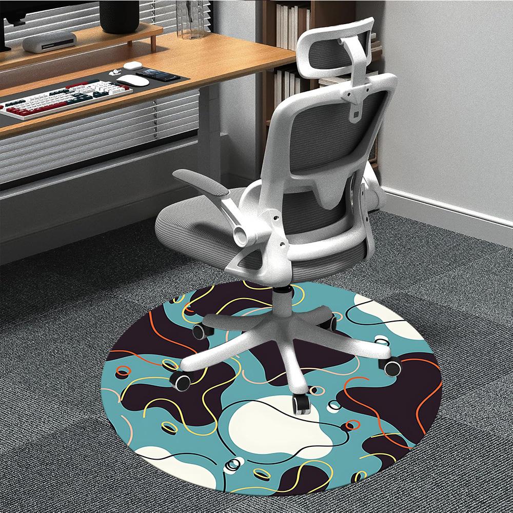 

1pc Abstract Shapes Office Round Area Rug, Indoor Mat Suitable For Office, Under Office Chairs Bedroom Living Room Home Decor, Room Deco 056 80cm by 80cm