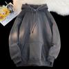 Unisex Oversized Hooded Sweatshirt Solid Color Warm Fleece Lined Casual Pullover Winter