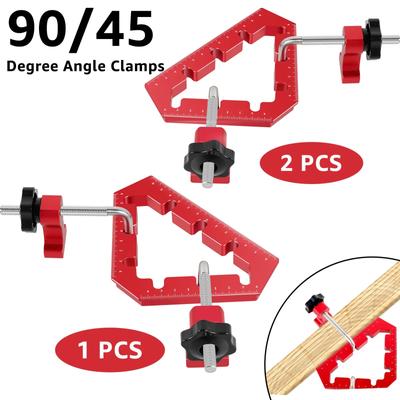 90 and 45 Degree Angle Clamp Kit Aluminum Alloy Corner Clamp Precise Right Acute Angle Positioning Square Woodworking Clamp