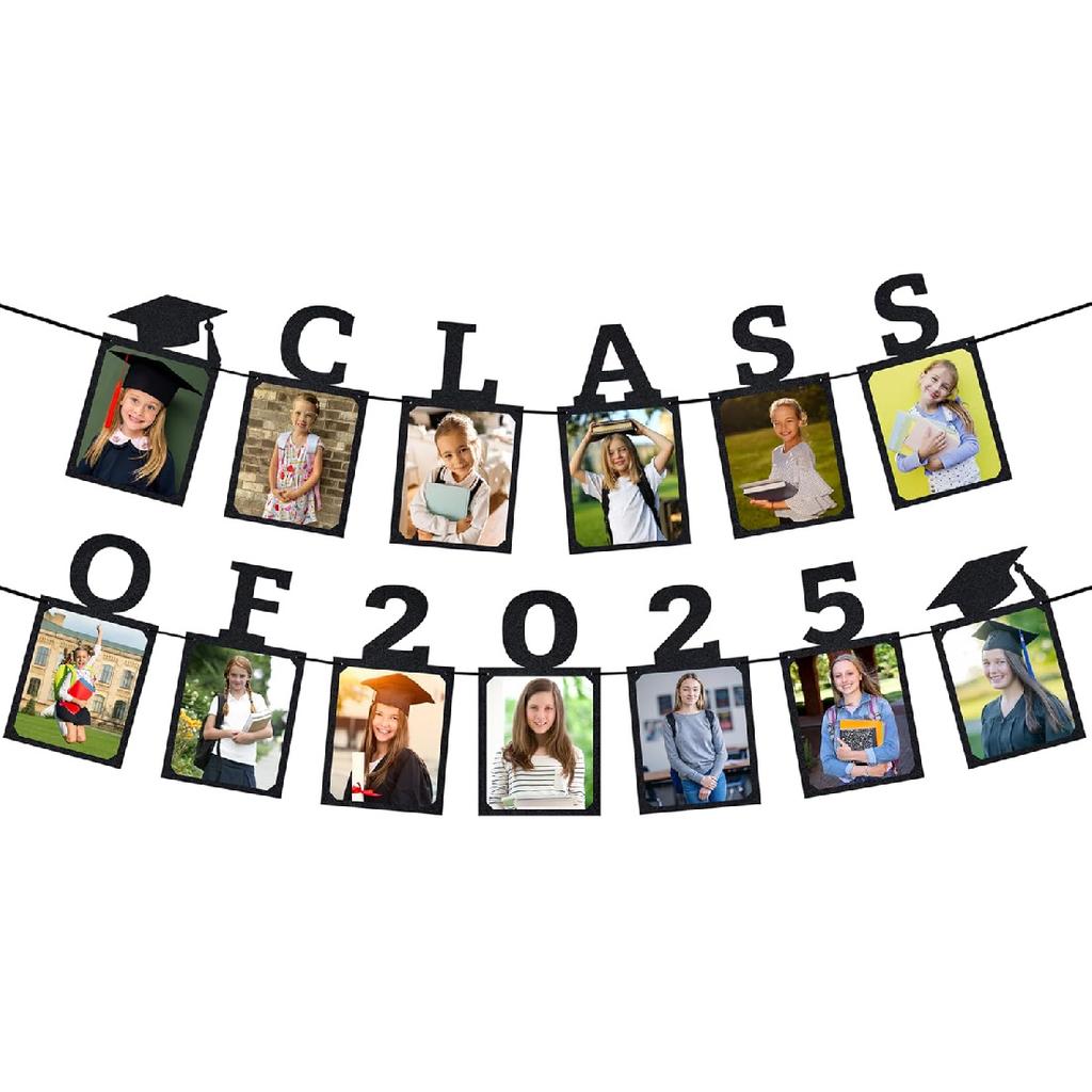 PartyHooman Class of 2025 Graduation Photo Banner | Graduation Decorations 2025 | Class of 2025 Party Decorations for College Senior/High,