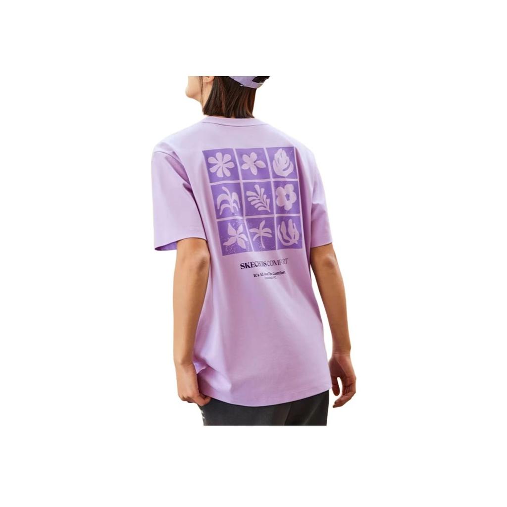 Skechers Sports Lifestyle SS25 Round Neck Slim Fit Versatile Short Sleeve Quick Dry Dopamine Style T-Shirt Unisex Tops Lavender-Purple L225U097-00KC