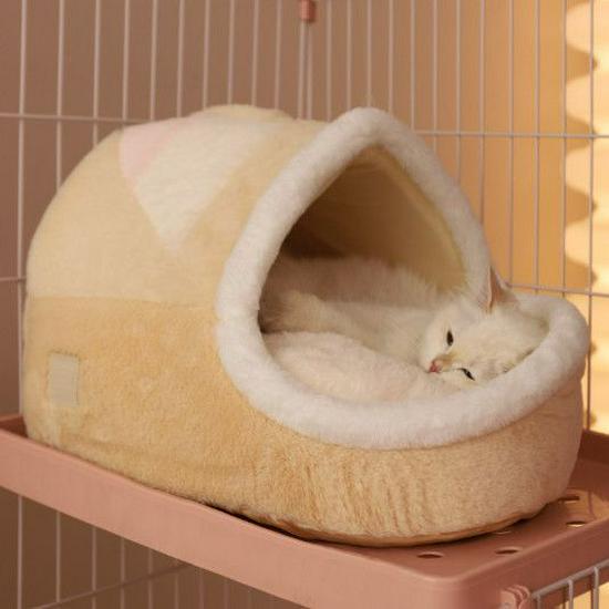 Cozy Enclosed Cat Bed Sofa: Warm Winter Haven for Cats and Small Dogs Up to 7.5 kg - 46x35x28CM