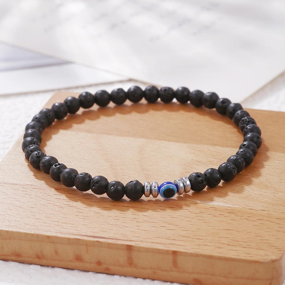 Minimalist Eyes Bracelet 4mm Stone Beaded Braslet Lucky Red Howlite Lava Wooden Braclet Chakra Mediation Yoga Brazalete