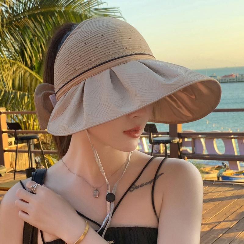 Sommer Damen UV-Schutz Fischerhut Breite Krempe Leerer Oberteil Sonnenschutzhüte Weiblich Mädchen Outdoor Strand Tour Faltbare Kappe