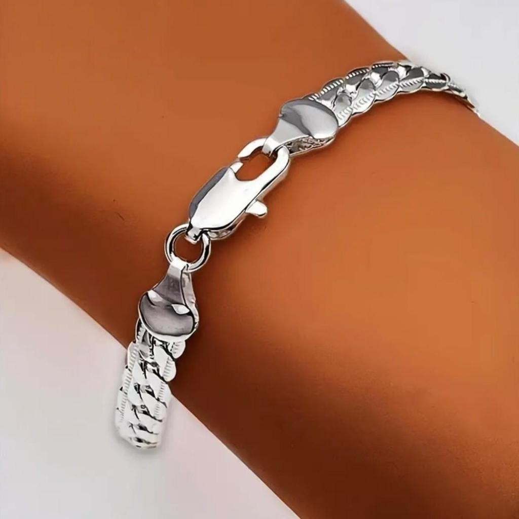 Európsky a Americký Retro 5mm Bočný Náramok: Postriebrený Hip Hop Štýl, Unisex Jednoduchý Šperkový Trend