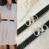 New Diamond-inlaid Pearl Elastic Elastic Waist Chain for Women with Versatile Dress Belt Black Thin Waist Seal To Make Your Waist Look Slim