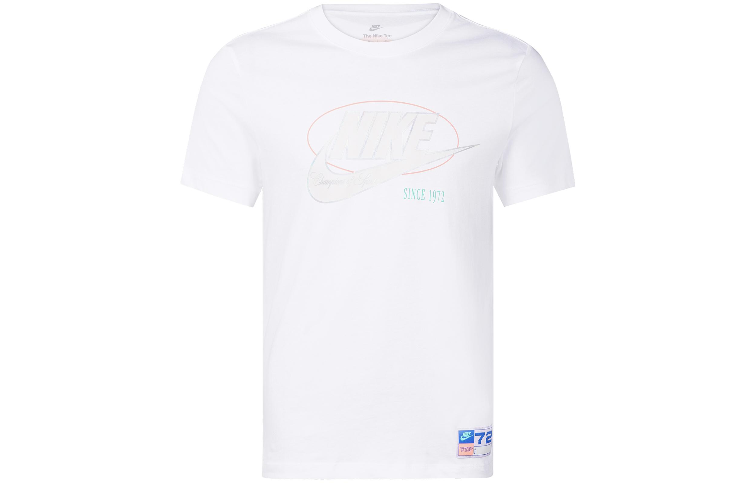 

Nike T Shirts Men s White Crew Neck Moderate Straight Fit DR8031-100 L