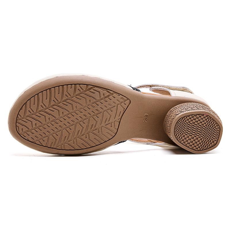 Fashion GKTINOO 2025 New Women Sandals Summer Genuine Leather Hollow Thick Heels Sandals Retro Non-slip Round Toe Casual Soft Sole Shoes