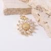 Sunflower Full Diamond Pendant with Zircon Inlay - Golden 3D Flower Design.