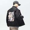Men's Japanese Retro Denim Jacket - Turn-Down Collar, Loose Fit, American Street Style, Spring/Autumn Casual Workwear