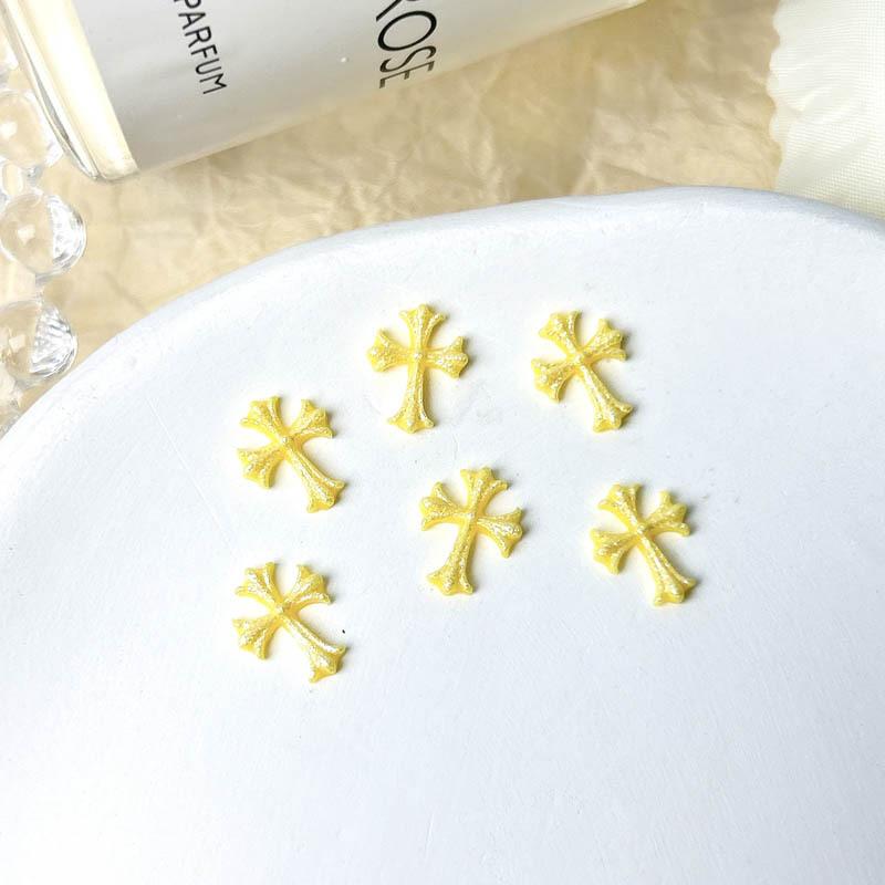 Colorful Macaron Cross Nail Art Accessories Internet Celebrity Hot-Selling Cross Heart Nail Decorations Large Yellow