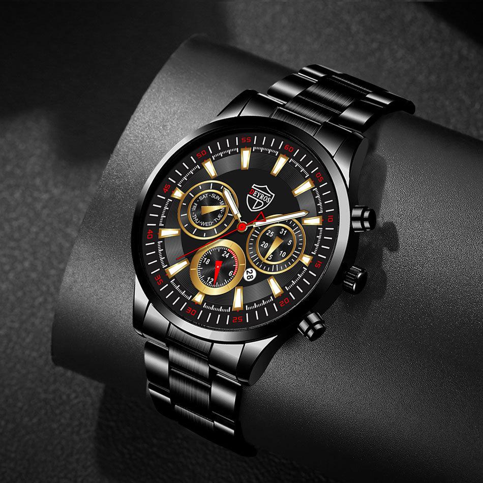 Watch Three-Piece Men'S Accessories Watch Ring Necklace Bracelet Men'S Quartz Watch