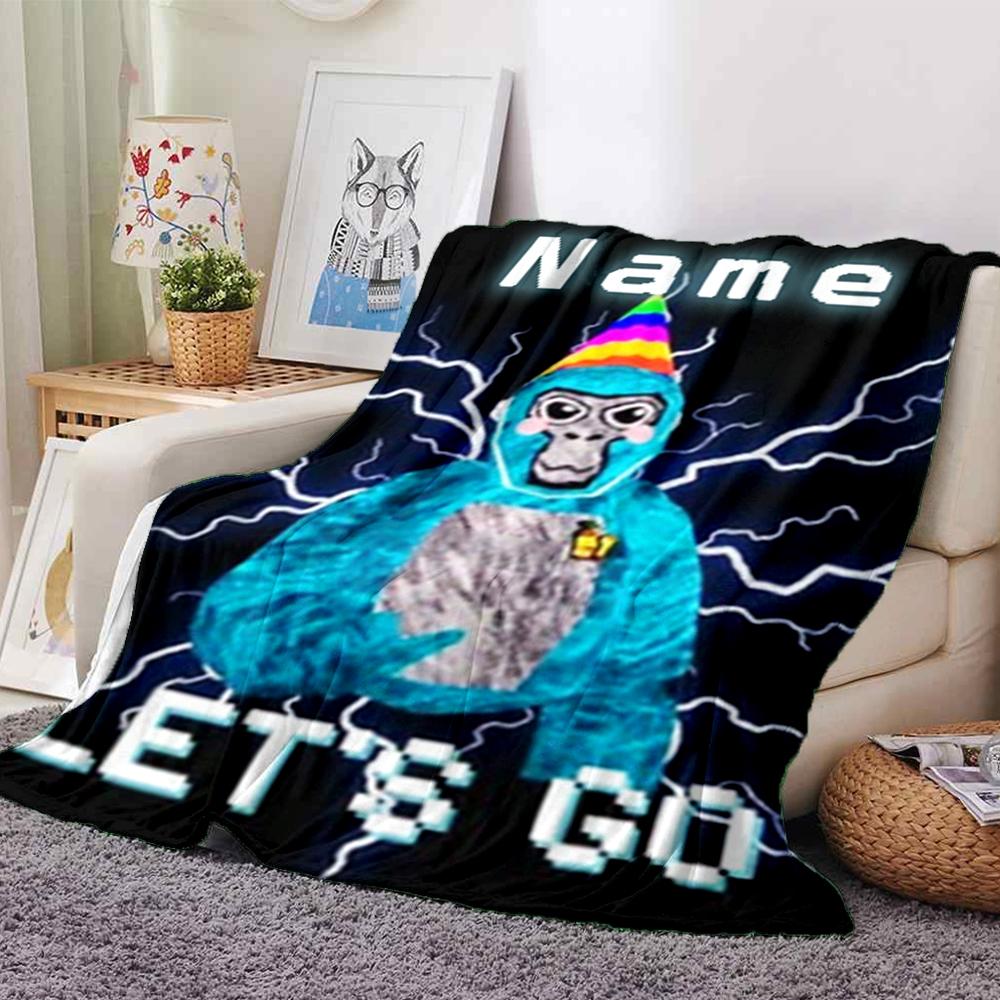 Customiz Name Personality Gorilla Tag Blanket Soft &Warm Sofa Office Bed Travel Lunch Break Blanket, Gift Suitable All Seasons