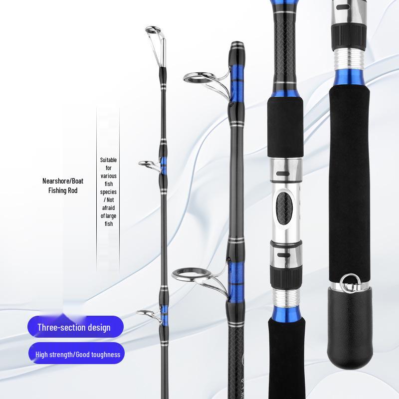 Three-Section Ultra-Hard Carbon Jigging Fishing Rod, 1.8-2.4m