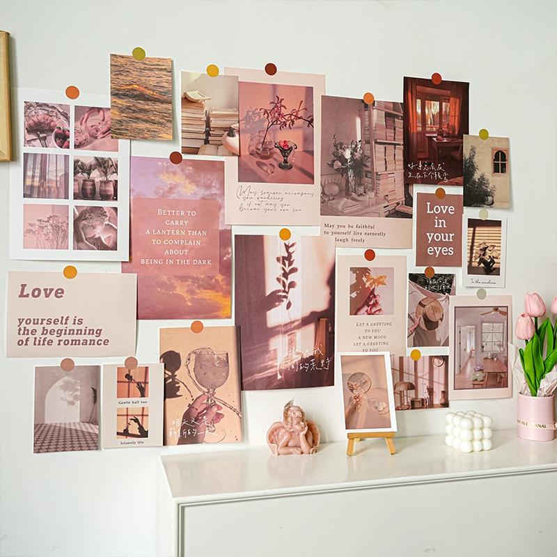10/20Pcs Ins Interior Postcard Korean Style Wall Stickers Photo Card Decoration Wall Photo Props Postcard Home Background Decor