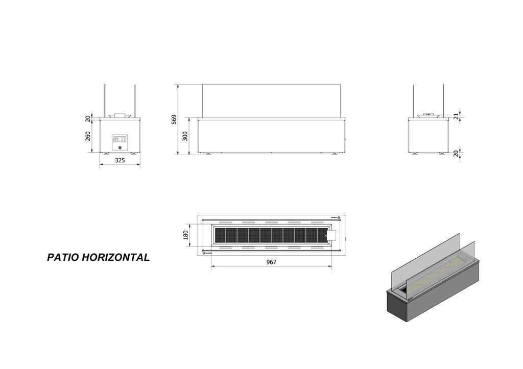 Terrassegassvarmer Horisontal manuell 17,5 kW