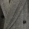 Lanvin Jachetă croită cu model carouri din lână gri pentru bărbați, folosită