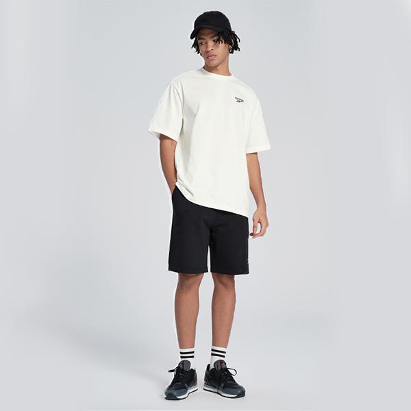 Men's Reebok T-Shirts Unisex White Crew Neck Moderate Straight Fit