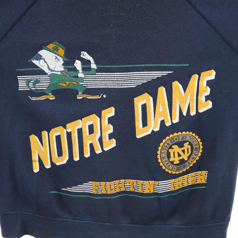 VINTAGE 70s 80s Notre Dame Long sleeve raglan sweat Navy Trainer College Men's Used