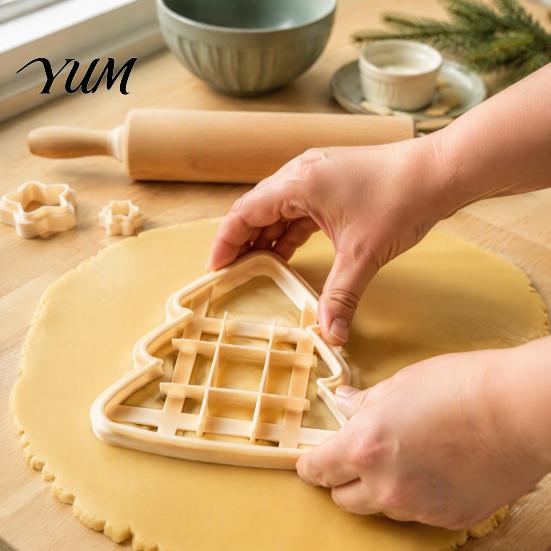 Easy to Demould Cookie Molds Christmas TicTacToe Cutter, Snowman Tree Shaped Mold for Holiday Fun Baking Kids Baking, DIY Biscuit Stamp Party, Festive