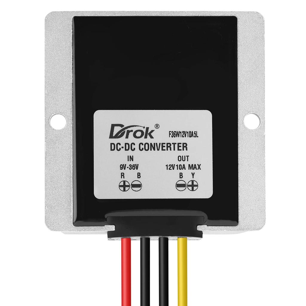 DROK Stabilizátor na 12V Měnič 10A Vodotěsný Automatický Snižující Regulátor Napětí pro Auto Audio 12V Napěťový Transformátor Transformátor Audio Solární Energie
