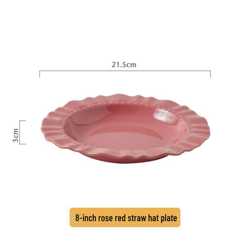Ins Style Ceramic Skirted Rim Salad & Pasta Dish