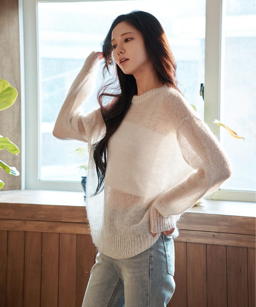 WAARFORWOMAN Wk-24 Sheer Pullover_Gray