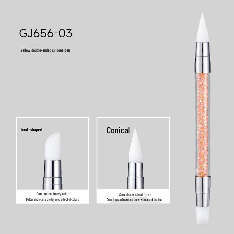 

Набор силиконовых инструментов для нейл-арта с двумя наконечниками: Многофункциональная ручка для растушевки, пудры «Волшебное зеркало», прессования и создания градиентных эффектов.