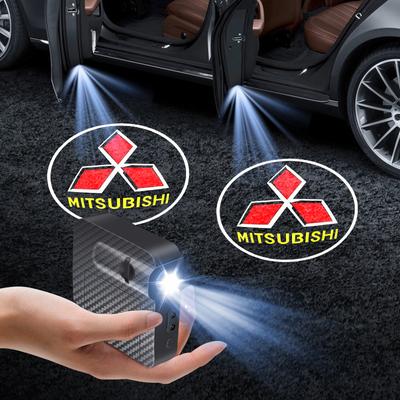 2PCS Wireless Car Door Logo Led Welcome Night Light For Mitsubishi Logo ASX Outlander Lancer Pajero Eclipse Galant Mirage