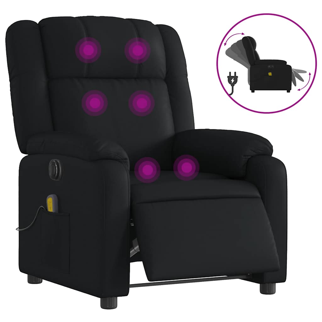 Vidaxl Foldable Massage Armchair, Electric, Black, Faux Leather