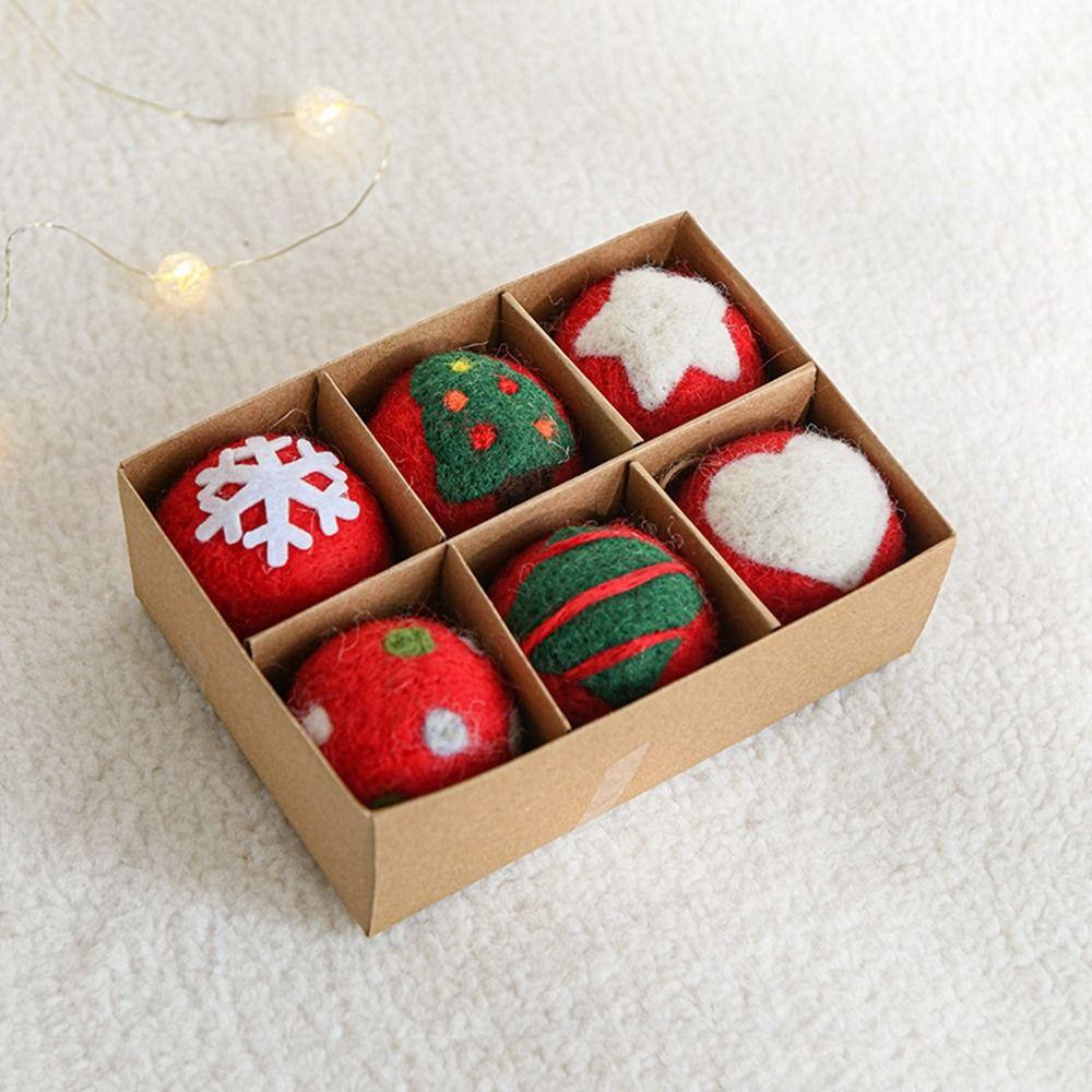 6pcs Hanging Felt Christmas Ball Wool Felt Christmas Pendant Colorful   Xmas Tree