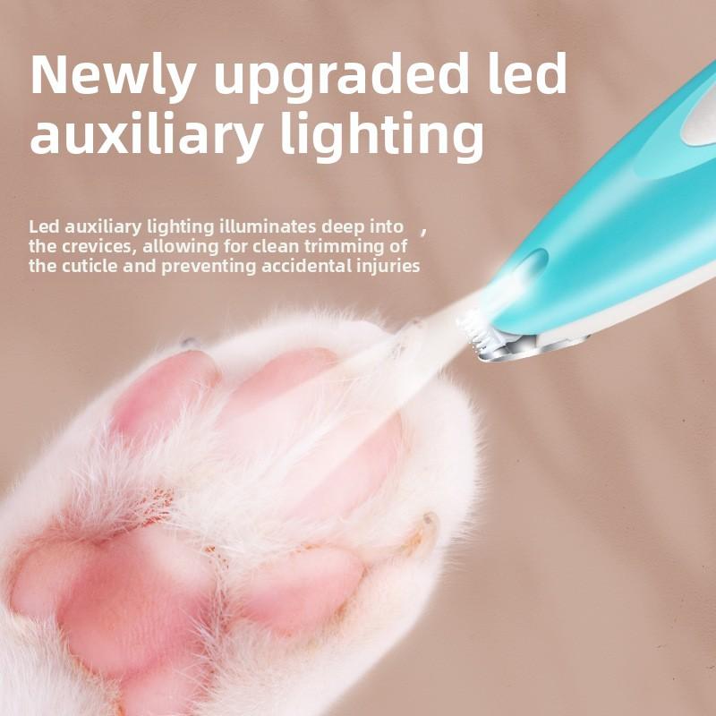 Tierfußhaarschneider, Katzenhaarschneider, Werkzeug zum Trimmen der Hundefußsohlen, Haarschneider, Elektrischer Haarschneider mit Licht