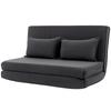 Folding Sofa Bed, 2-Seater Convertible Armchair, Corduroy, Adjustable Backrest, 2 Pillows, Grey