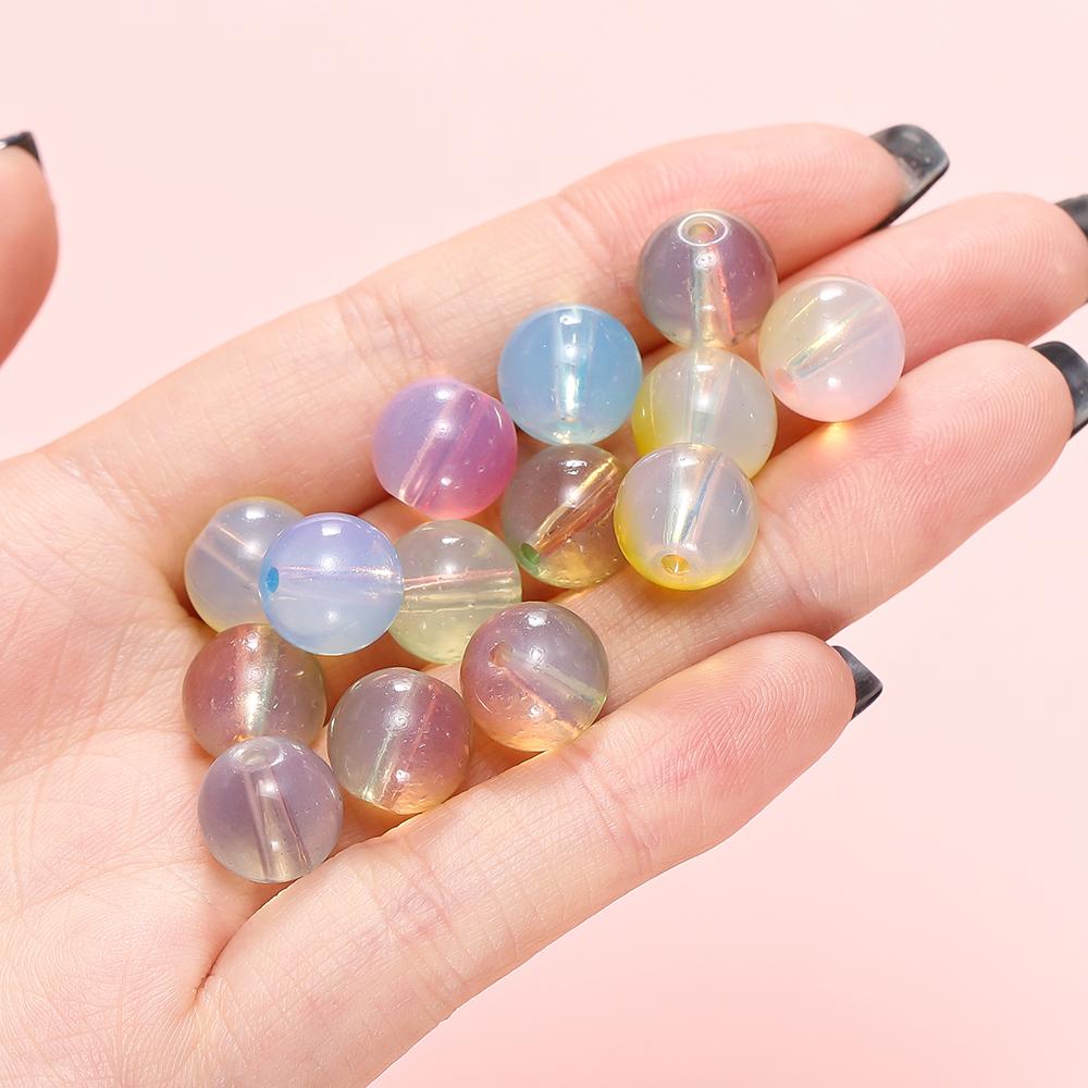 20/50pcs 10mm Transparent Jelly Double Color Glass Beads Spacer Loose Bead for DIY Bracelet Necklace Jewelry Making Accessories
