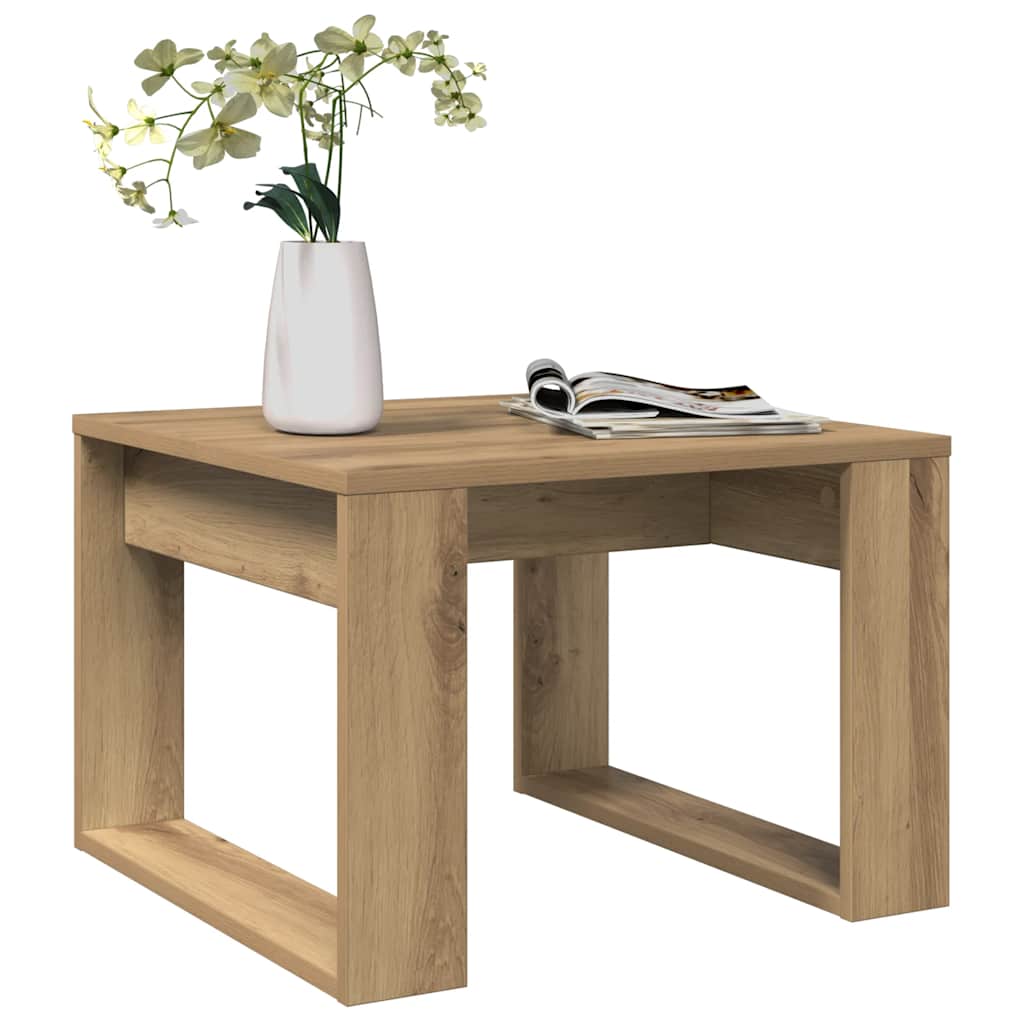 Side Table Artisan Oak 50x50x35 cm Wood Based Material