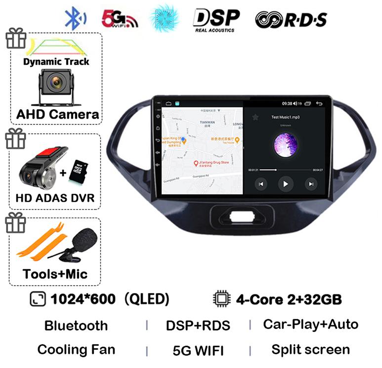 Android 14 Carplay Auto WIFI+4G Car Radio For Ford Figo 2015 2016 2017 2018 Multimedia Stereo Video Player GPS 360 Camera Audio