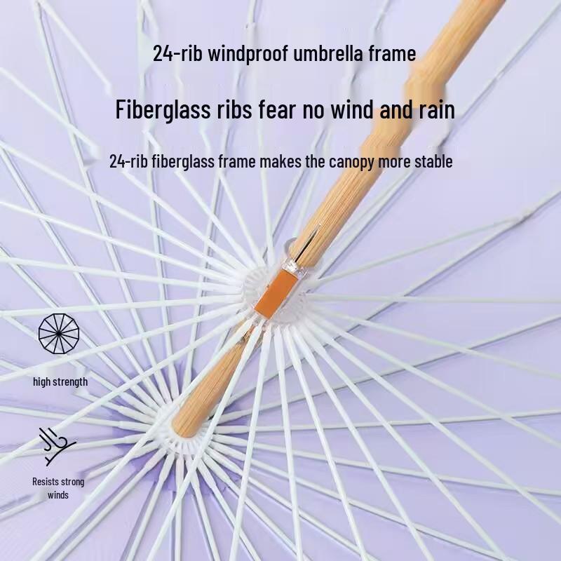 24-Rib Long Handle Windproof Gradient Chinese Style Umbrella, Sun & Rain Protection, Customizable Logo, Reinforced Design