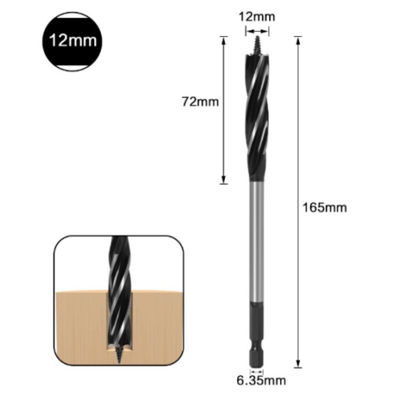 Bit Hexagonal Shank Supported Auger Four Slots Lengthened Twist Door Lock Opener Drawer Board Reaming Woodworking and Diy Tools
