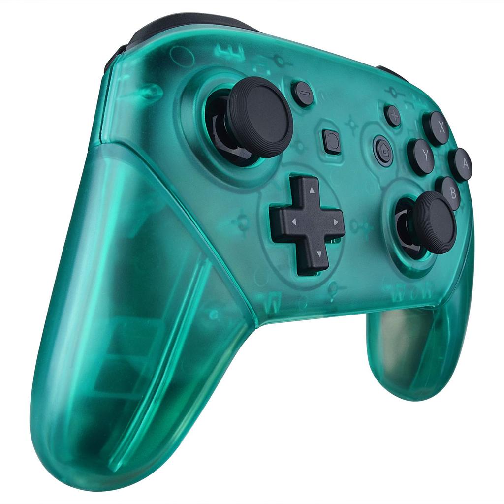 eXtremeRate Switch Pro Controller Faceplate Backplate Clear DIY Replacement Grip Housing Case Cover for Switch Pro Controller Emerald Green Handle, -